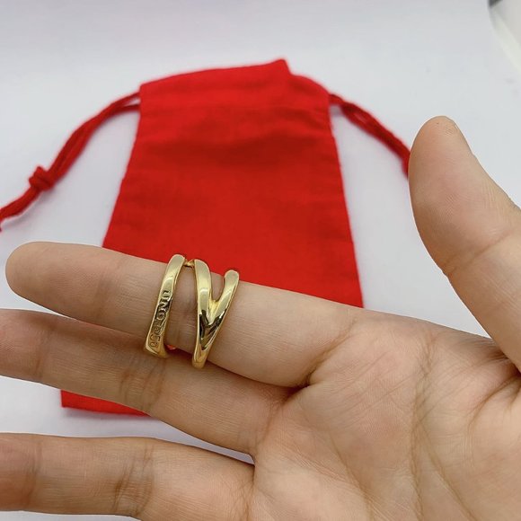 Uno de 50 Ring CROSSED RING Crossed Link Design Gold-plated Metal Alloy - Picture 4 of 6